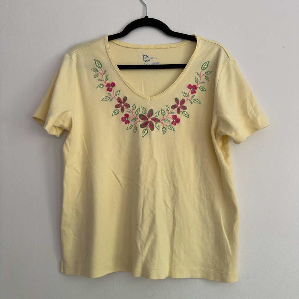Classic Elements Yellow Embellished Short Sleeve Tee